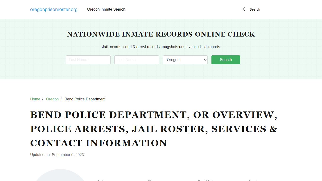 Bend Police Department, OR Overview, Police Arrests, Jail Roster ...